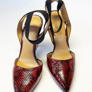 Jessica Simpson Perinna Burgundy Snake Skin Heels